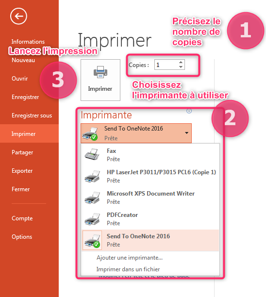 Imprimer barre accès rapide